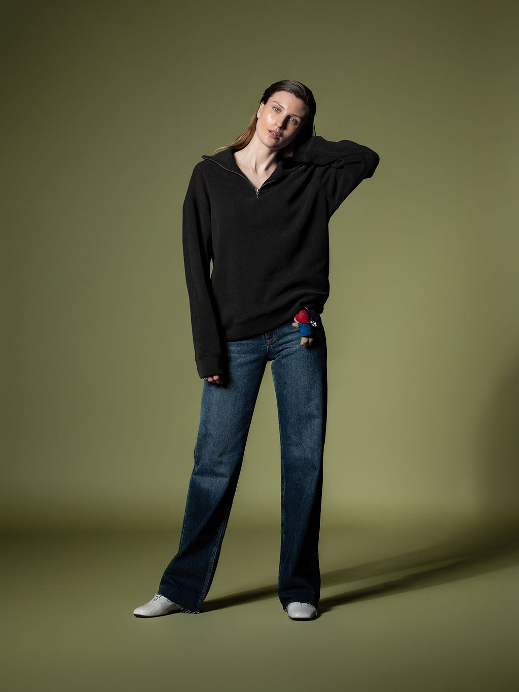 Ribbed quarter-zip sweatshirt