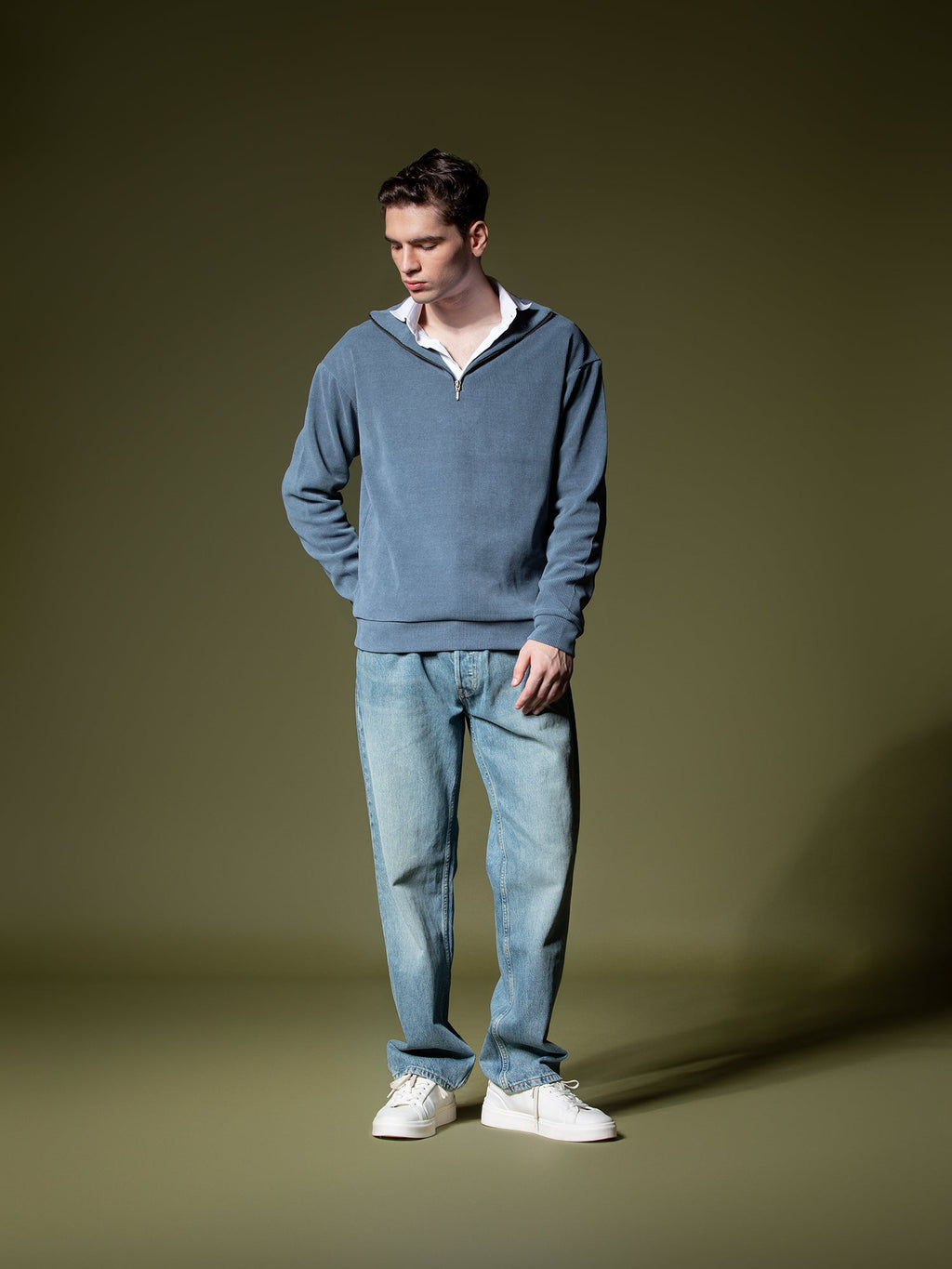 Ribbed quarter-zip sweatshirt