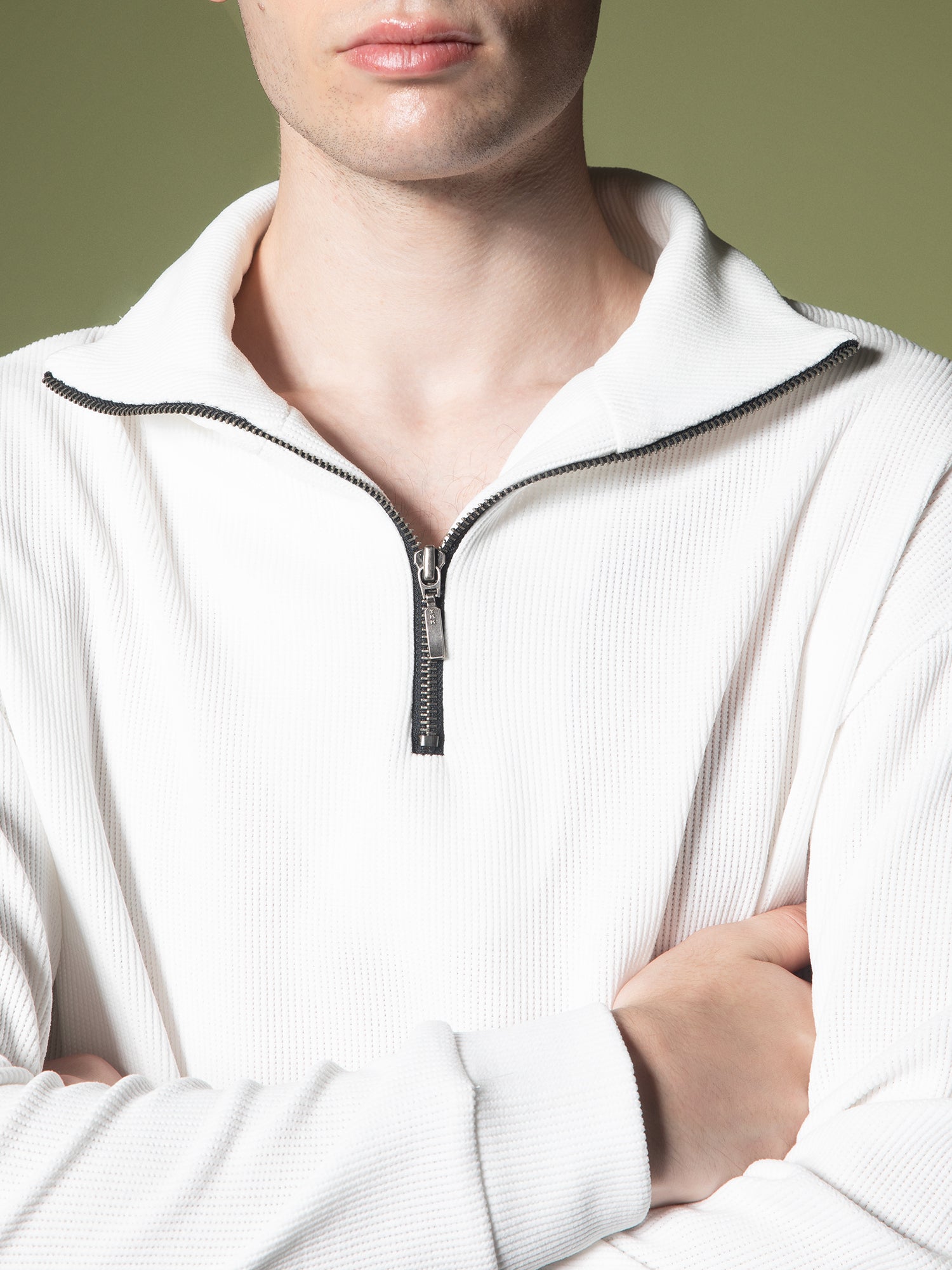 Ribbed quarter-zip sweatshirt