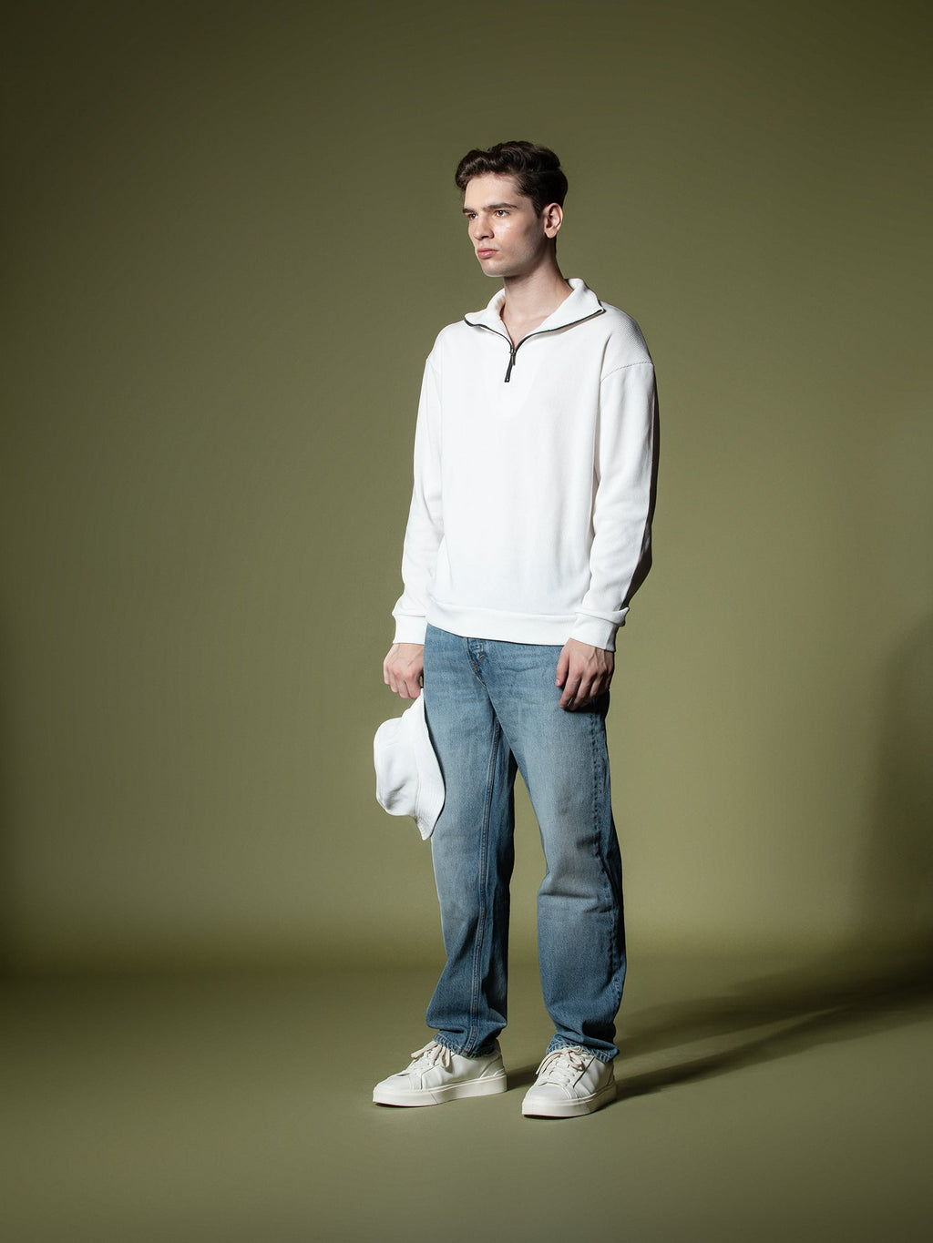 Ribbed quarter-zip sweatshirt