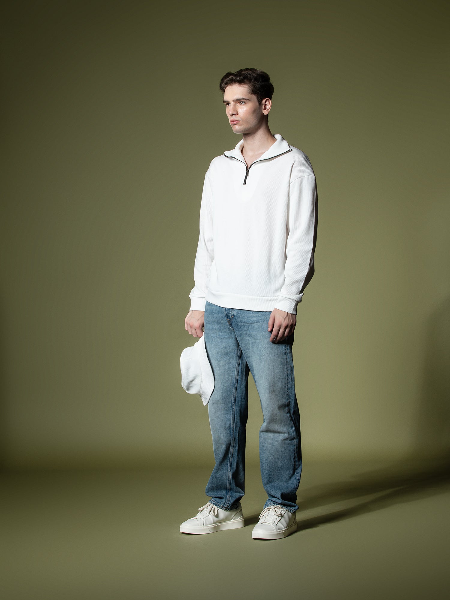 Ribbed quarter-zip sweatshirt