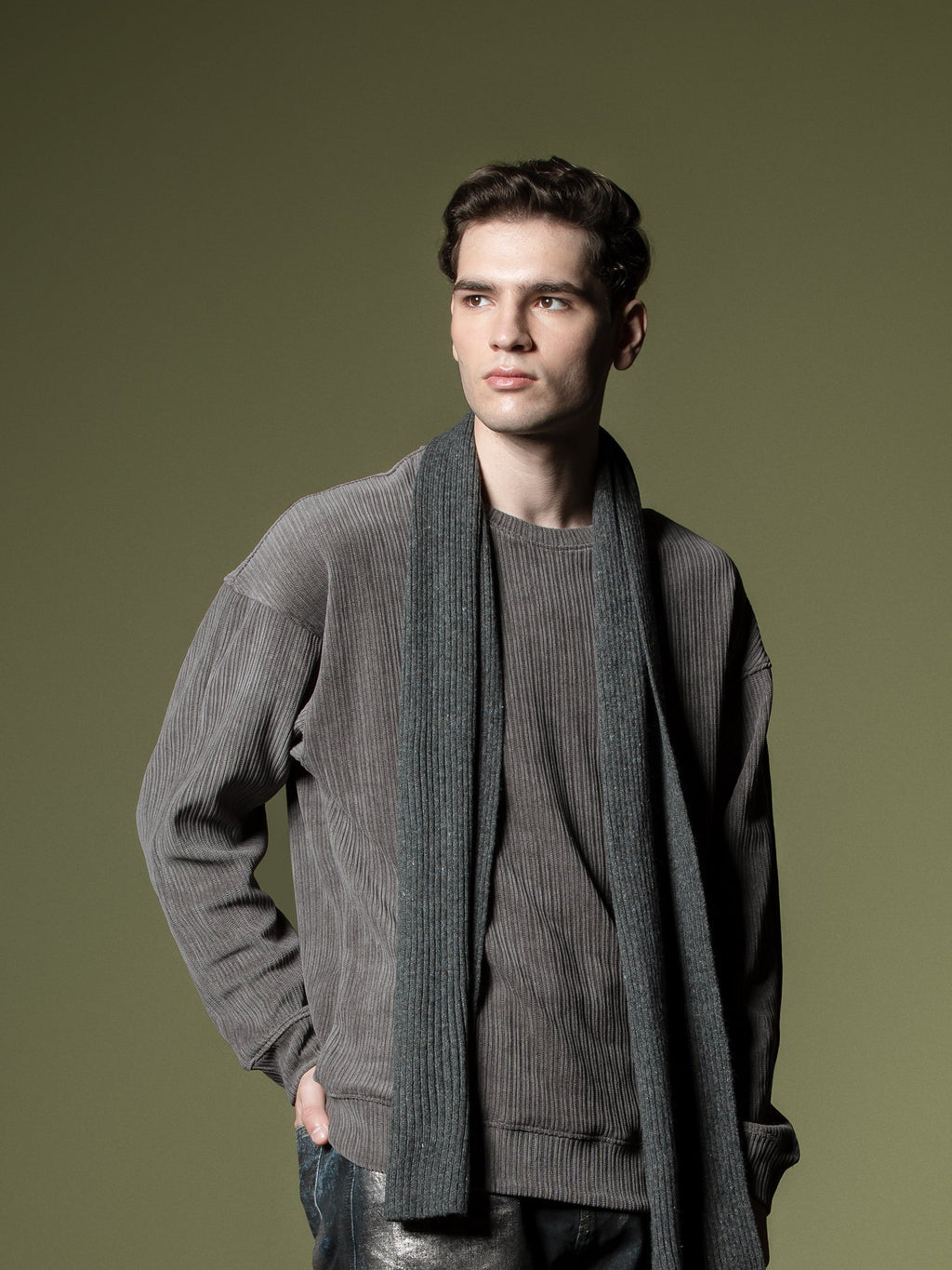 Woven texture sweatshirt