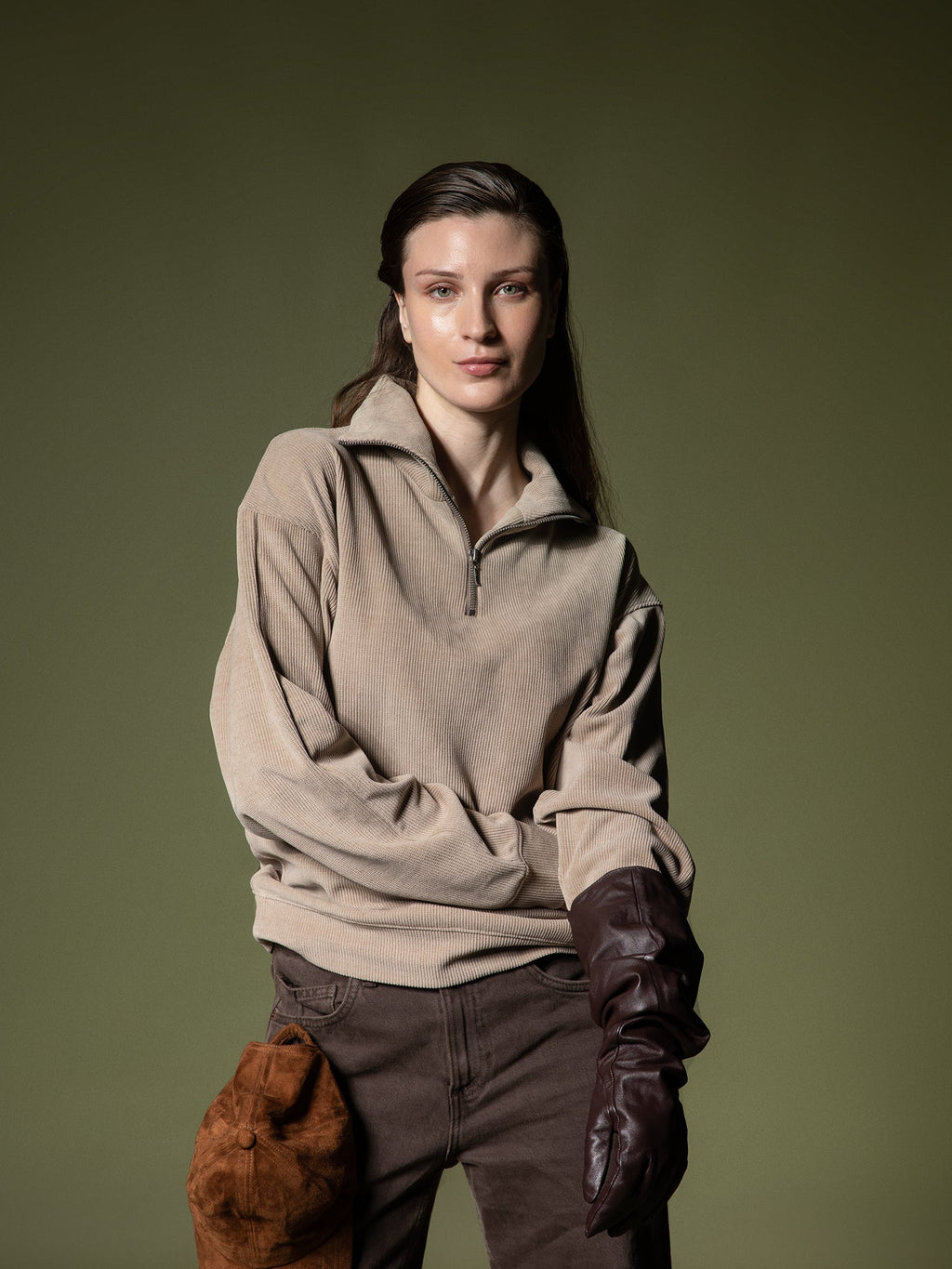 Ribbed quarter-zip sweatshirt