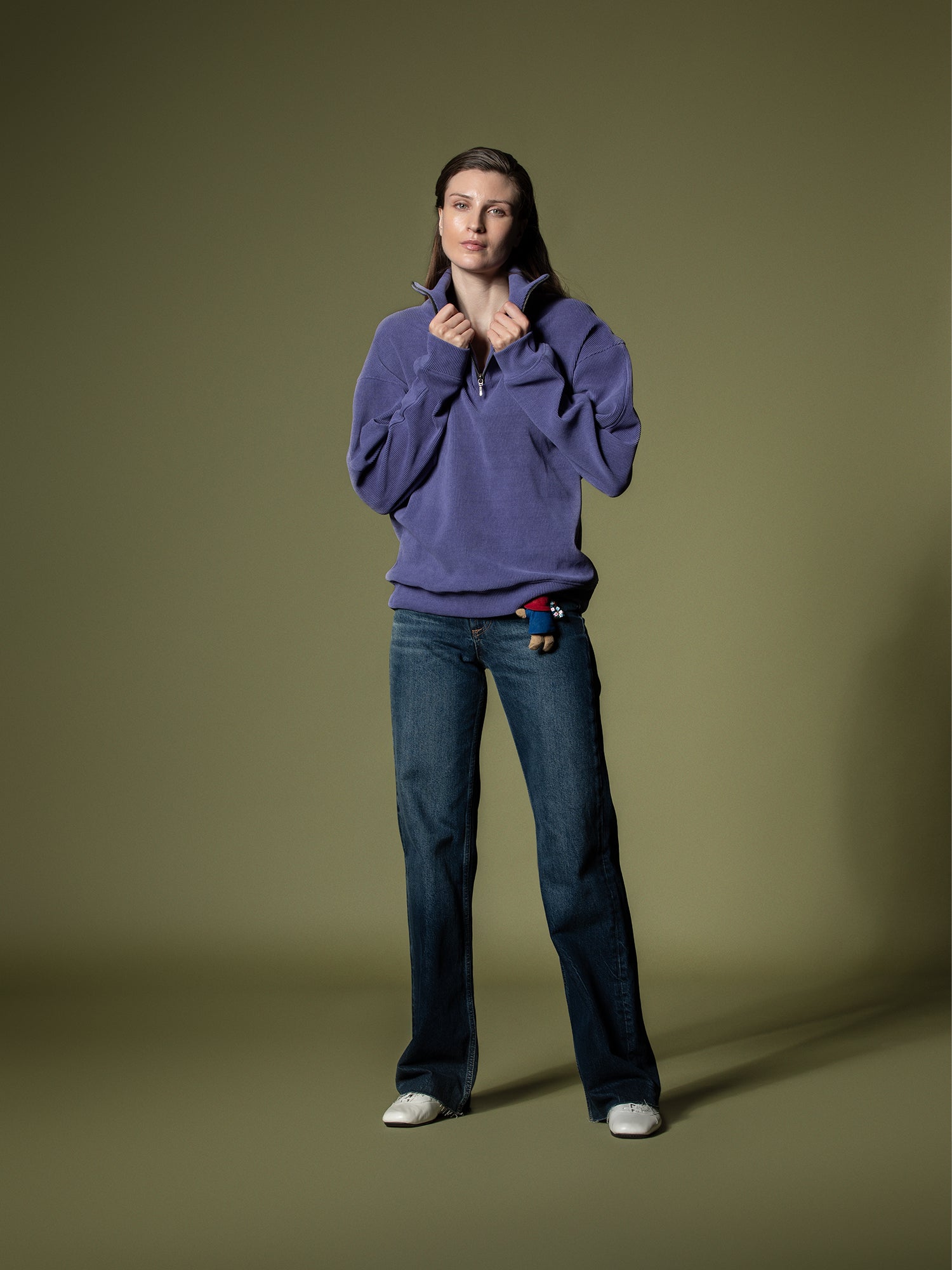 Ribbed quarter-zip sweatshirt