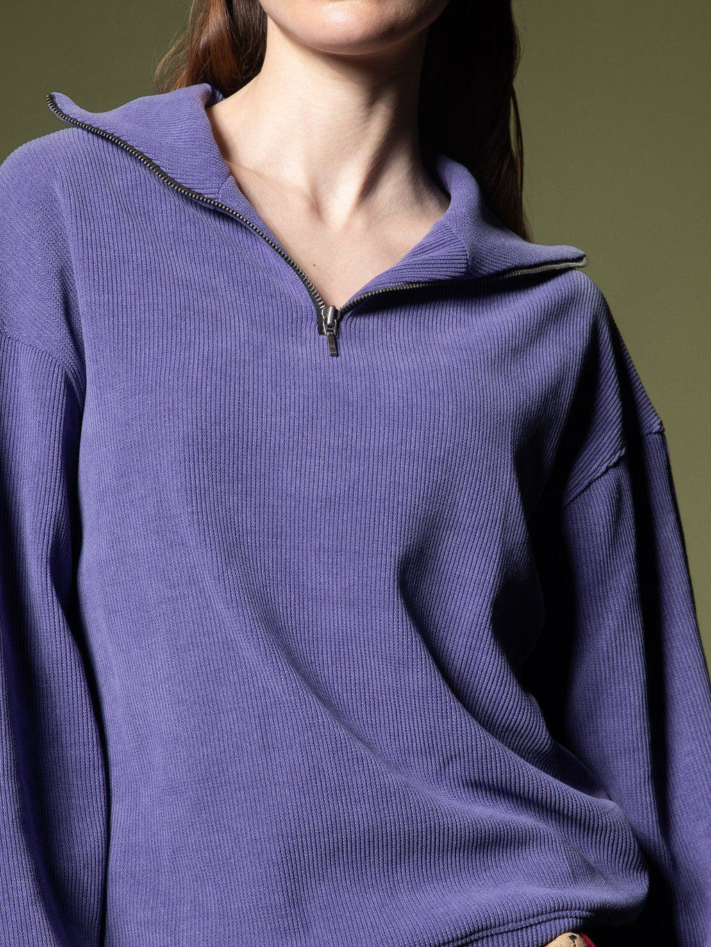 Ribbed quarter-zip sweatshirt