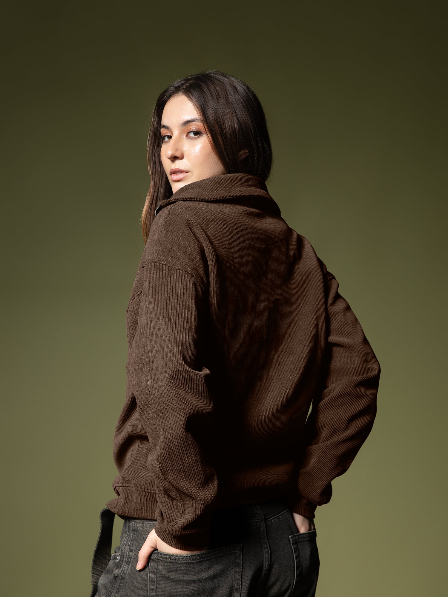 Ribbed quarter-zip sweatshirt
