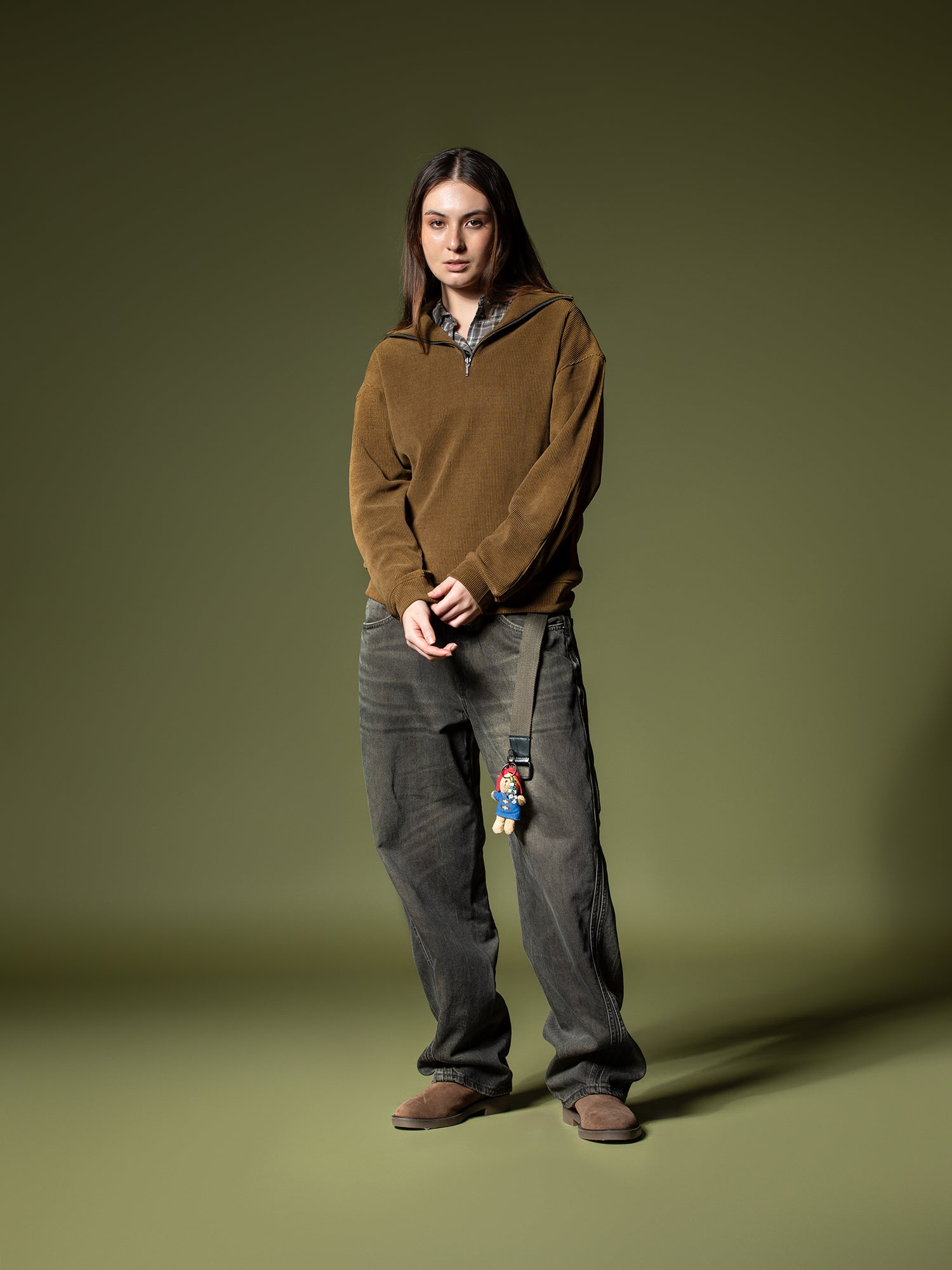 Ribbed quarter-zip sweatshirt