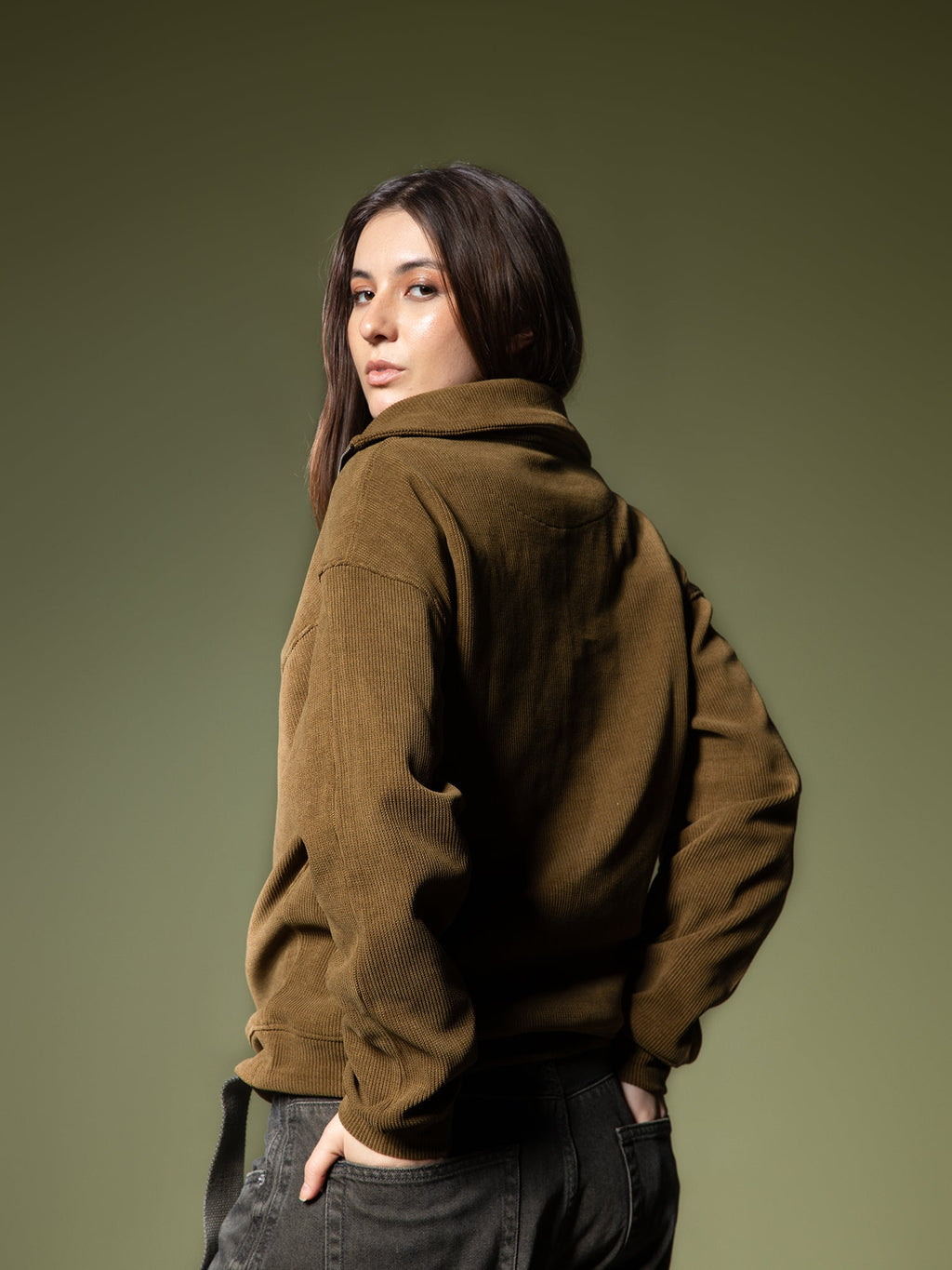 Ribbed quarter-zip sweatshirt