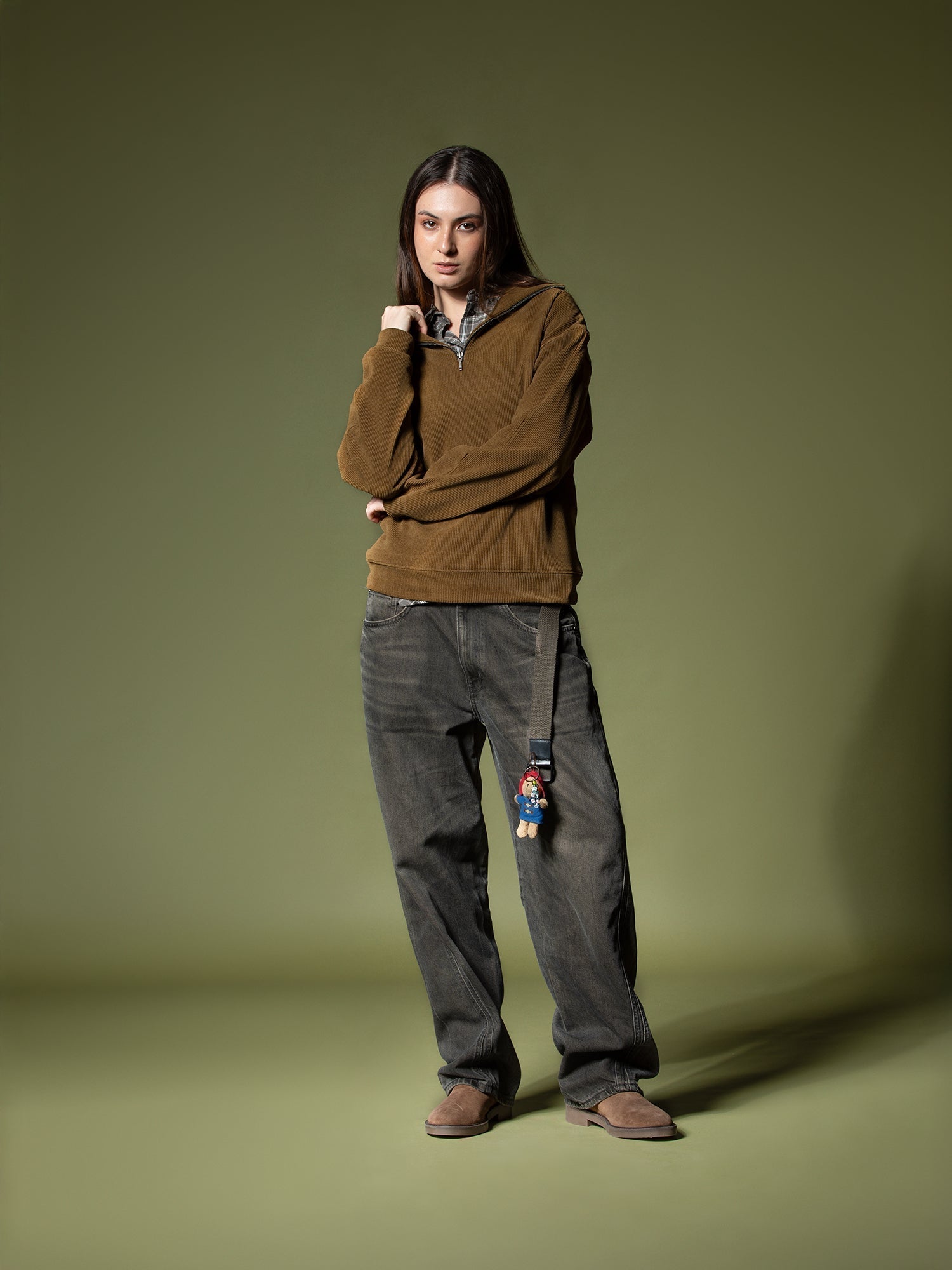 Ribbed quarter-zip sweatshirt