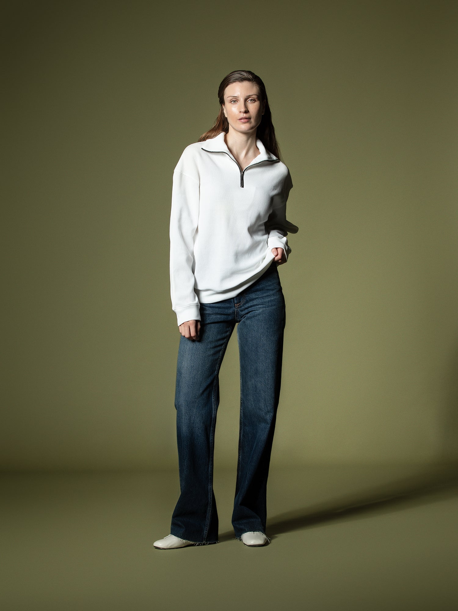 Ribbed quarter-zip sweatshirt
